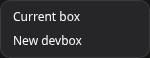 Continue in the current box to share its files, or choose a new devbox.