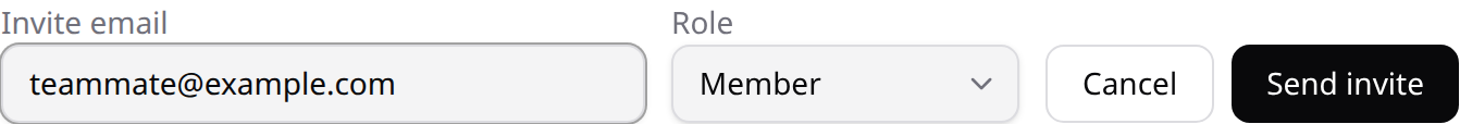 Invite a teammate by email and choose their team role.