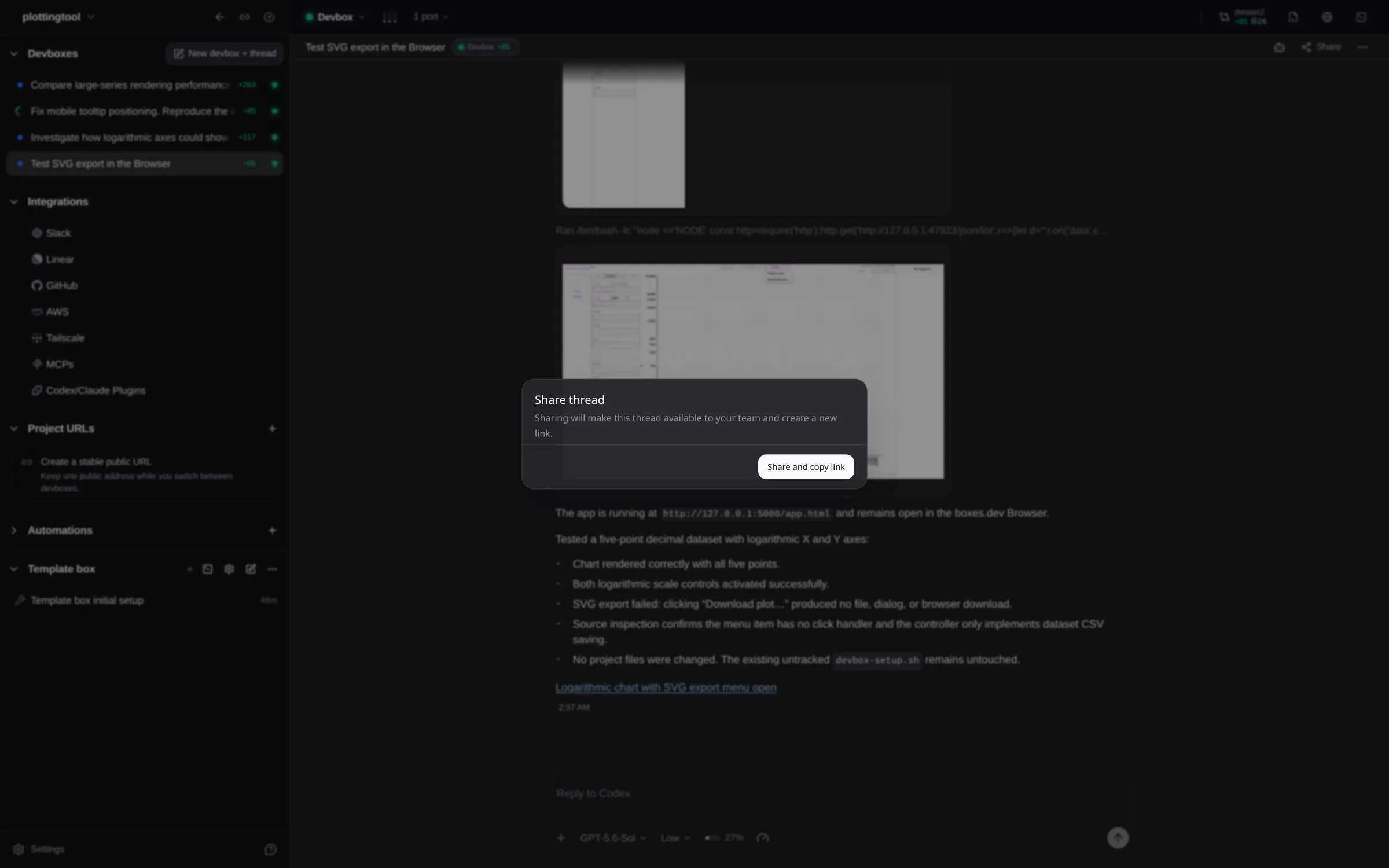 Review who can read a shared conversation before creating its link.
