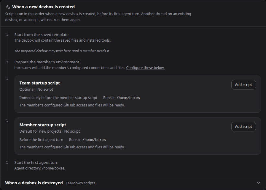 Team startup runs after member connections and files are ready, followed by member startup.