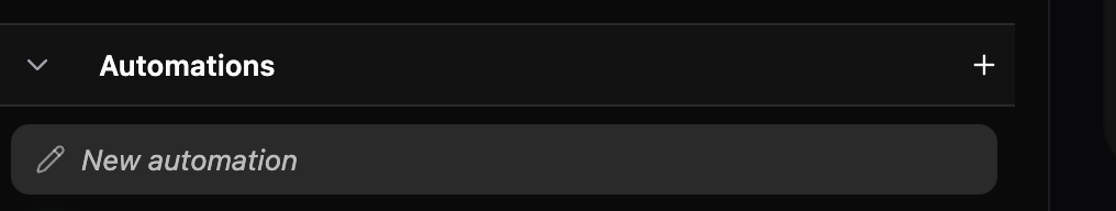 New automation button in the Automations sidebar
