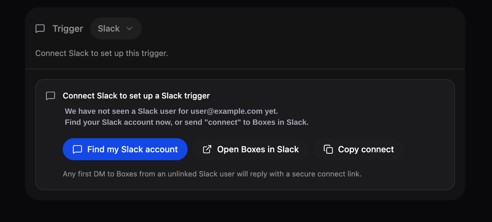 Slack identity connect prompt in the automation editor